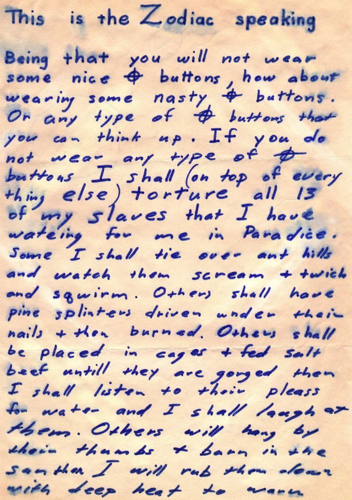 Zodiac-LittleListLetter-July-26-1970-Page1